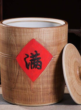 景德镇陶瓷米缸家用密封带盖10斤30斤防潮防虫茶饼罐乔迁复古米罐