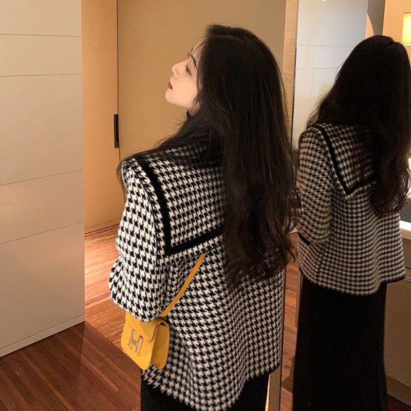 AUTUMN CLOTHES NEW MATERNITY CLOTHES THIN TWO-PIECE DRESSES FOREIGN KNITTED SKIRTS TIDE MOM SUITS DOLL COLLAR COATS