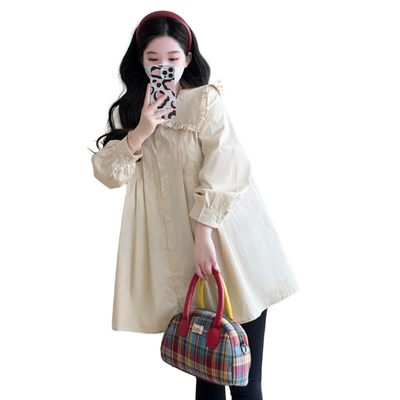 SPRING AND AUTUMN CLOTHES MATERNITY CLOTHES LOOSE DOLL COLLAR DRESSES FOREIGN SHIRTS INTERNET CELEBRITY SHIRTS SUITS SMALL BLOUSES WOMEN