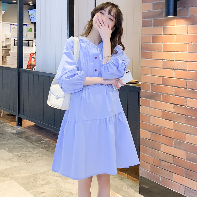 SPRING AND SUMMER CLOTHES NEW PLUS-SIZE MATERNITY CLOTHES LOOSE MIDI DRESSES THREE-QUARTER SLEEVE SHIRTS TRENDY MOM SHIRTS BASE SHIRTS
