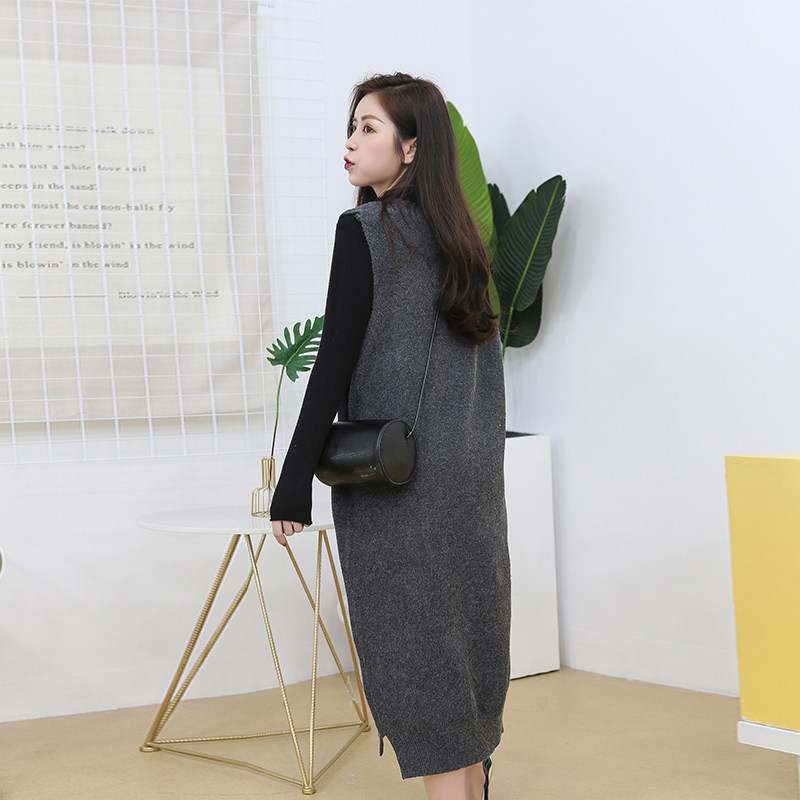 봄 한국 스타일 출산 착용 투피스 스웨터 정장 드레스 유행 엄마 패션 조끼 슬리밍 여성용 바닥 셔츠