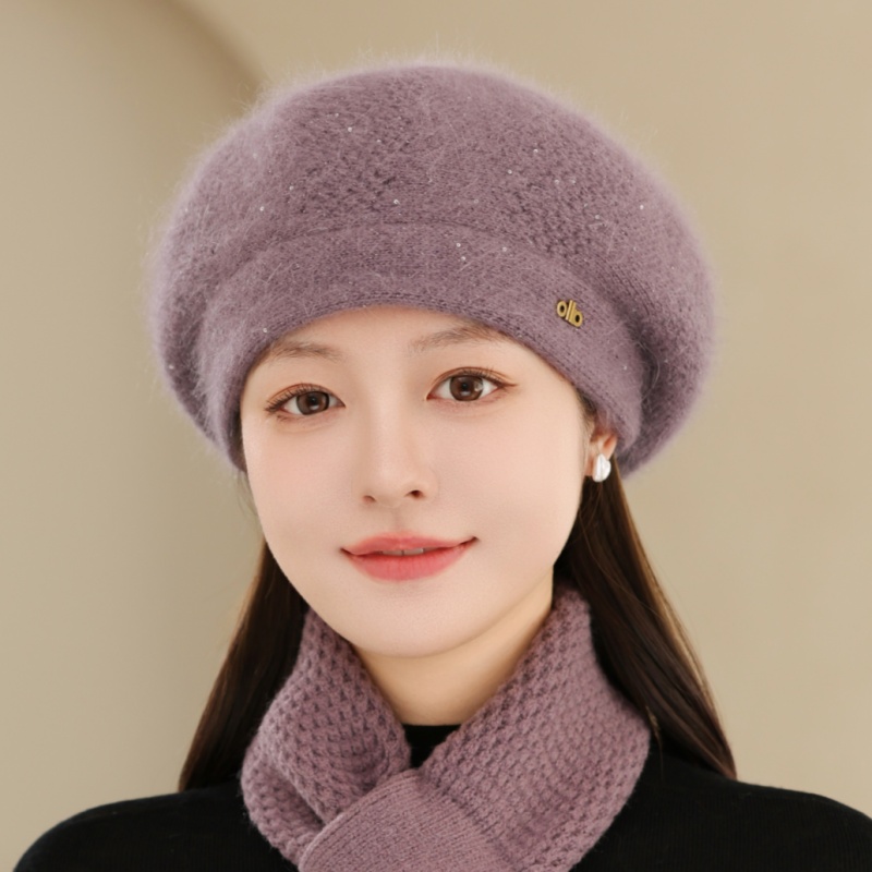 中老年人兔毛帽保暖加绒加厚