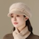 秋冬季 女士针织贝雷帽子加厚保暖兔毛鸭舌帽时尚 百搭妈妈毛线帽