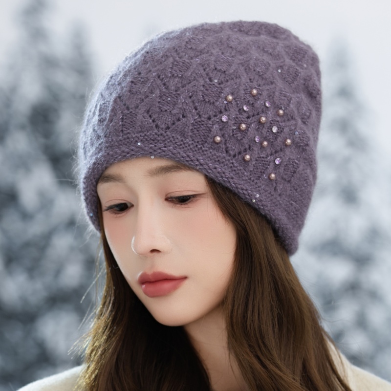 保暖兔毛秋冬季妈妈贝雷帽中老年