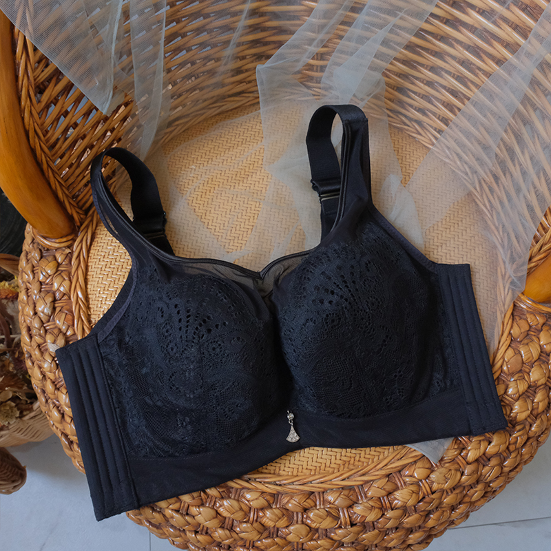 SUREgirl大胸全包裹软钢圈蕾丝抹胸调整型内衣侧收乳胶棉显瘦bra