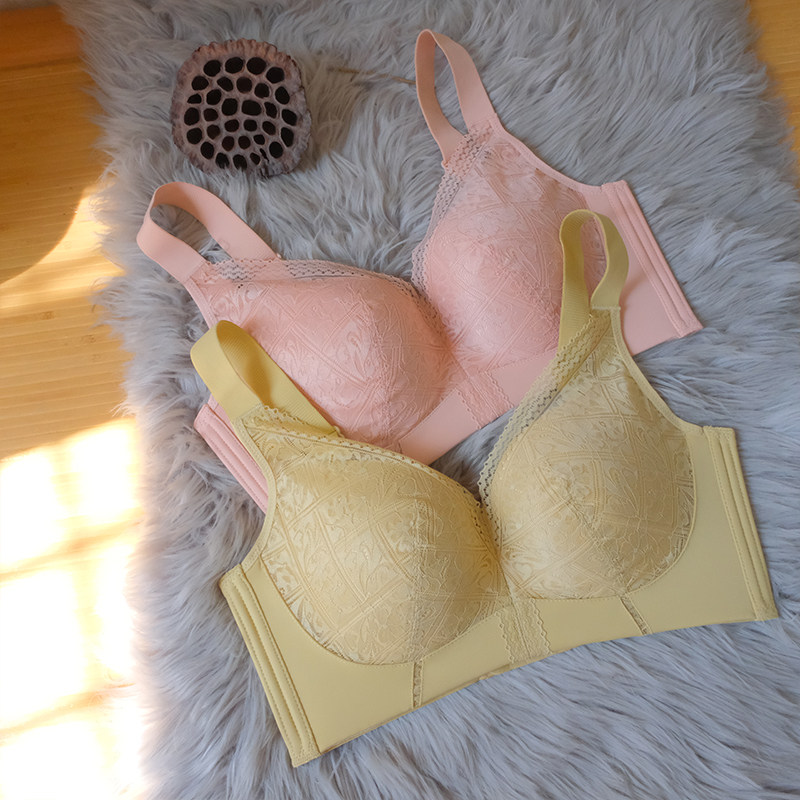 SUREgirl女士大罩杯无钢圈文胸大胸防震薄杯按摩颗粒调整胸型内衣