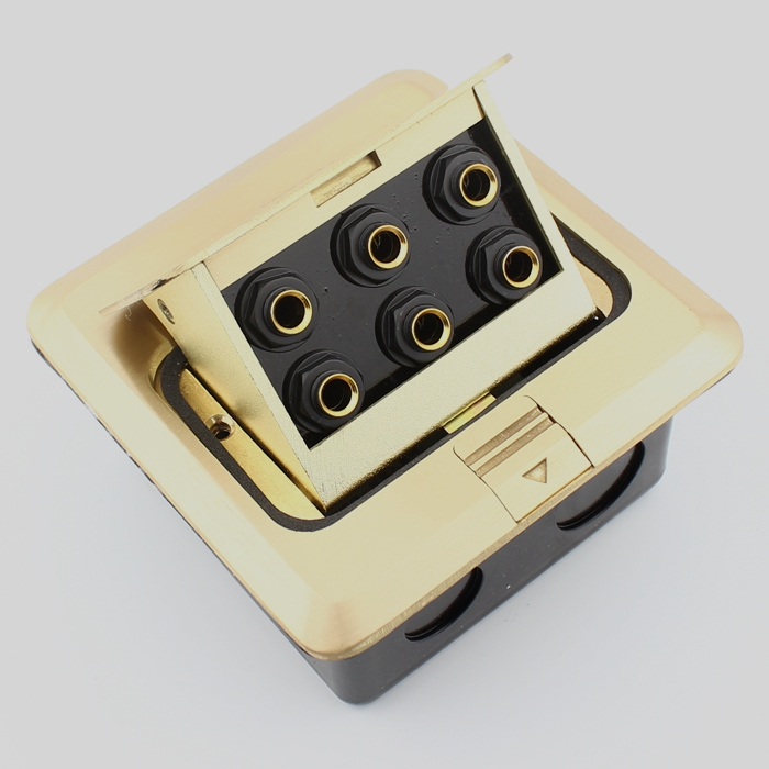 全铜防水弹起式地插座 6个话筒麦克风TRS大三芯6.35母座