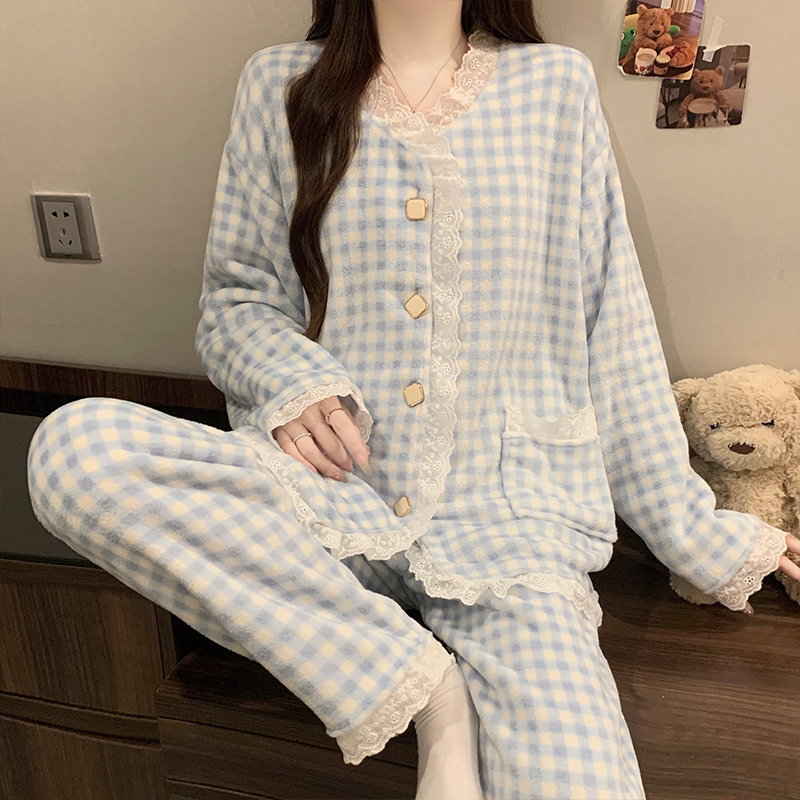 法兰绒睡衣女2025新款性感公主风加厚甜美时尚洋气独特别致家居服