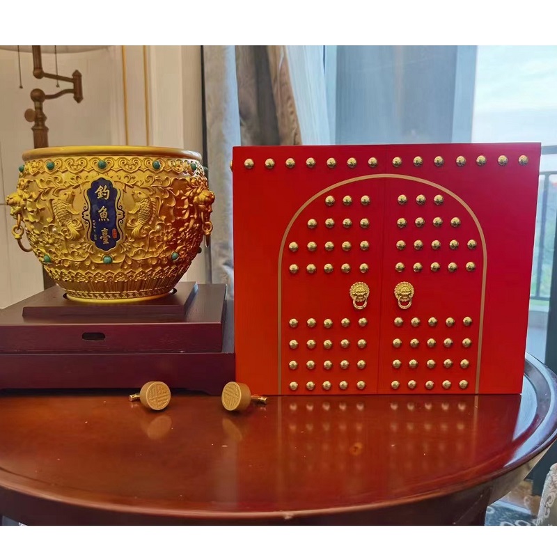 钓鱼台吉祥福海 聚宝盆 53度酱香型大曲坤沙纯粮白酒 1.5L礼盒装