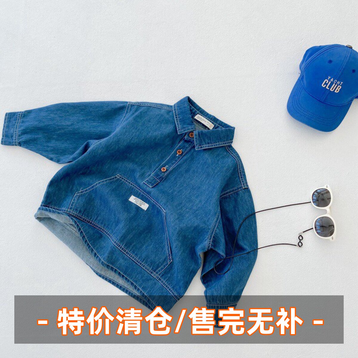 男童牛仔衬衣日系宽松版图片