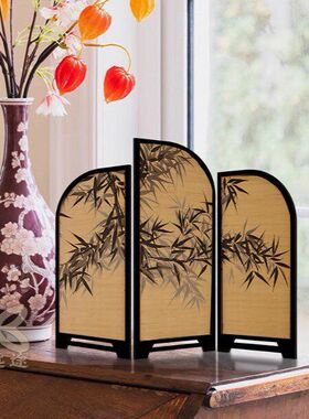 》新中式玄关装饰画茶桌屏风电视柜古风桌面摆件《家居墨竹摆台