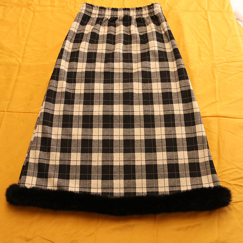 2024秋冬新款新中式国风经典复古格子加绒加厚兔毛花边北极绒半裙,女装/女士精品,半身裙,淘宝优惠券,粉丝福利购,淘宝优惠卷