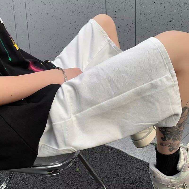 牛仔短裤男白色直筒宽松韩版潮流ins夏季薄款中裤潮牌百搭5五分裤