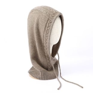 秋冬季100%纯羊毛围巾帽子女围脖护颈椎脖套针织假领子假衣领连帽