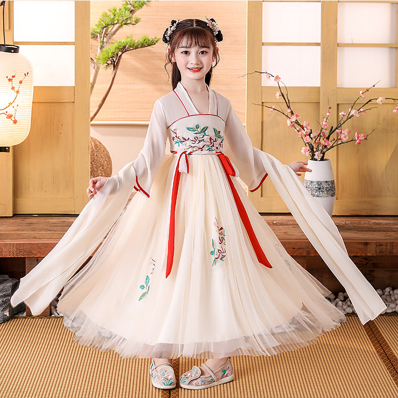 儿童中国风汉服2021雪纺薄款女孩