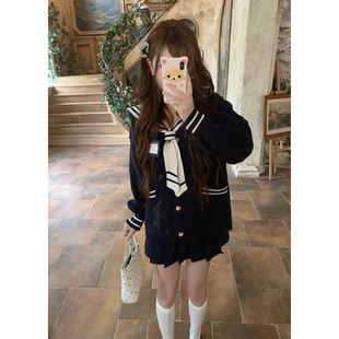 小鸟自制海军领毛衣女2026新款早秋学院风穿搭开衫外套针织衫上衣