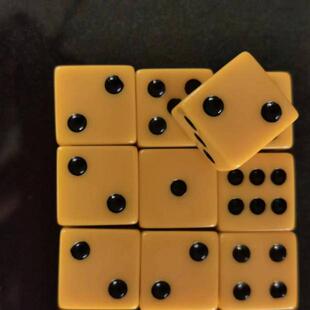 16号直角骰子黄底黑点色子筛子酒店KTV庙抽奖摇盅喝酒游戏寺院投