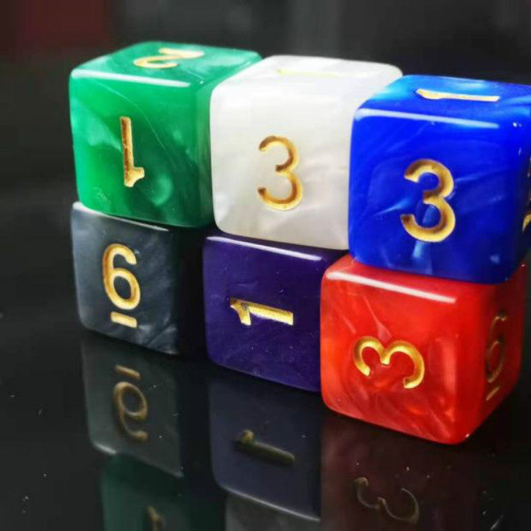 6面直角珍珠纹金字dnd骰子桌游