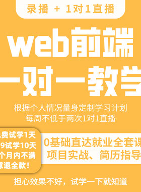 前端一对一指导web前端在线培训线上教学简历指导前端直播录播课