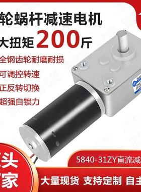 涡轮蜗杆直流减速电机12V24V直角大扭力 5840-31zy可调小马达电机