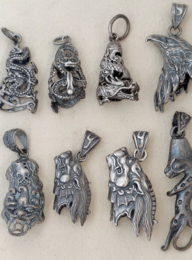 925银复古龙牙尖套吊坠