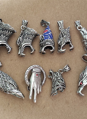 纯铜定制新款狼头镶嵌包银