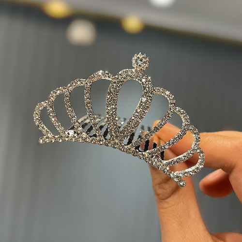 女童韩版镶钻皇冠插梳头饰