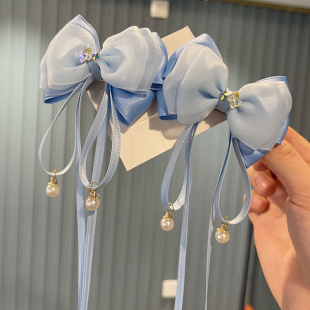 韩国布艺飘带儿童蝴蝶结发夹公主发卡可爱宝宝头发饰超仙女孩对夹