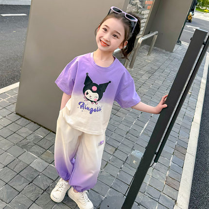 女童夏装套装2025新款儿童夏季洋气短袖库洛米小女孩休闲两件套