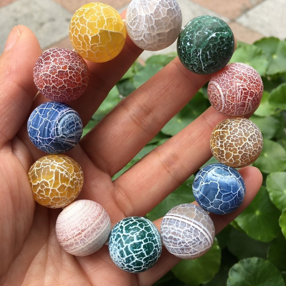 收藏西玛雪灵彩虹单圈手链冰种玉小众ins桶珠手串男女款老矿玉石