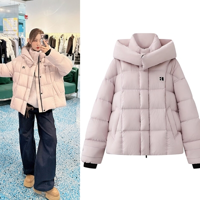 2025冬季新品少女感可卸帽子云朵泡芙保暖加厚连帽羽绒服外套女