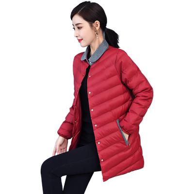 轻薄羽绒棉袄女中长款2025新款中年妈妈冬季加厚大码工装棉服外套