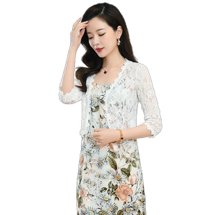 披肩夏季配裙子女士新款百搭大码薄款外套蕾丝镂空小开衫旗袍外搭