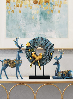 客厅装饰品摆件家居梅花鹿小摆设雕塑一路有你高升发财生财福鹿