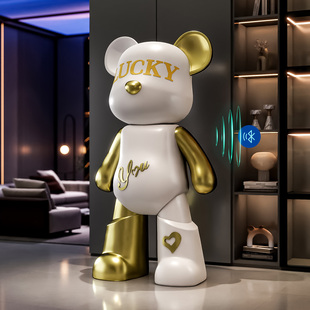 轻奢暴力熊客厅电视柜装 饰大型落地摆件家居高端大气上档次奶油风