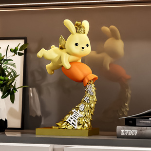 暴富兔子摆件办公室桌面装饰品旺事业老板桌高档开业大吉礼物公司