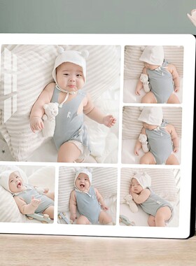 儿童照片定制九宫格相框水晶摆台打印宝宝相片制作高级感挂墙摆件