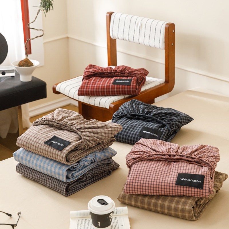 复古格子全棉色织水洗棉床笠四季通用纯棉防滑床单床罩床垫保护套,床上用品,床笠,淘宝优惠券,粉丝福利购,淘宝优惠卷