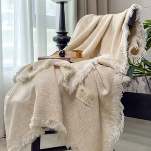 A类亚麻提花多功能毯柔软办公室午睡午休空调毯子沙发盖毯车毯