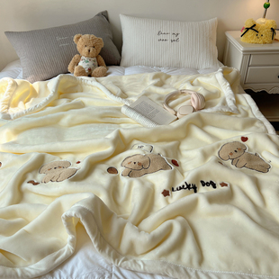 卡通云朵绒毛毯秋冬加厚双面珊瑚绒沙发盖毯办公室午睡小毯子车毯