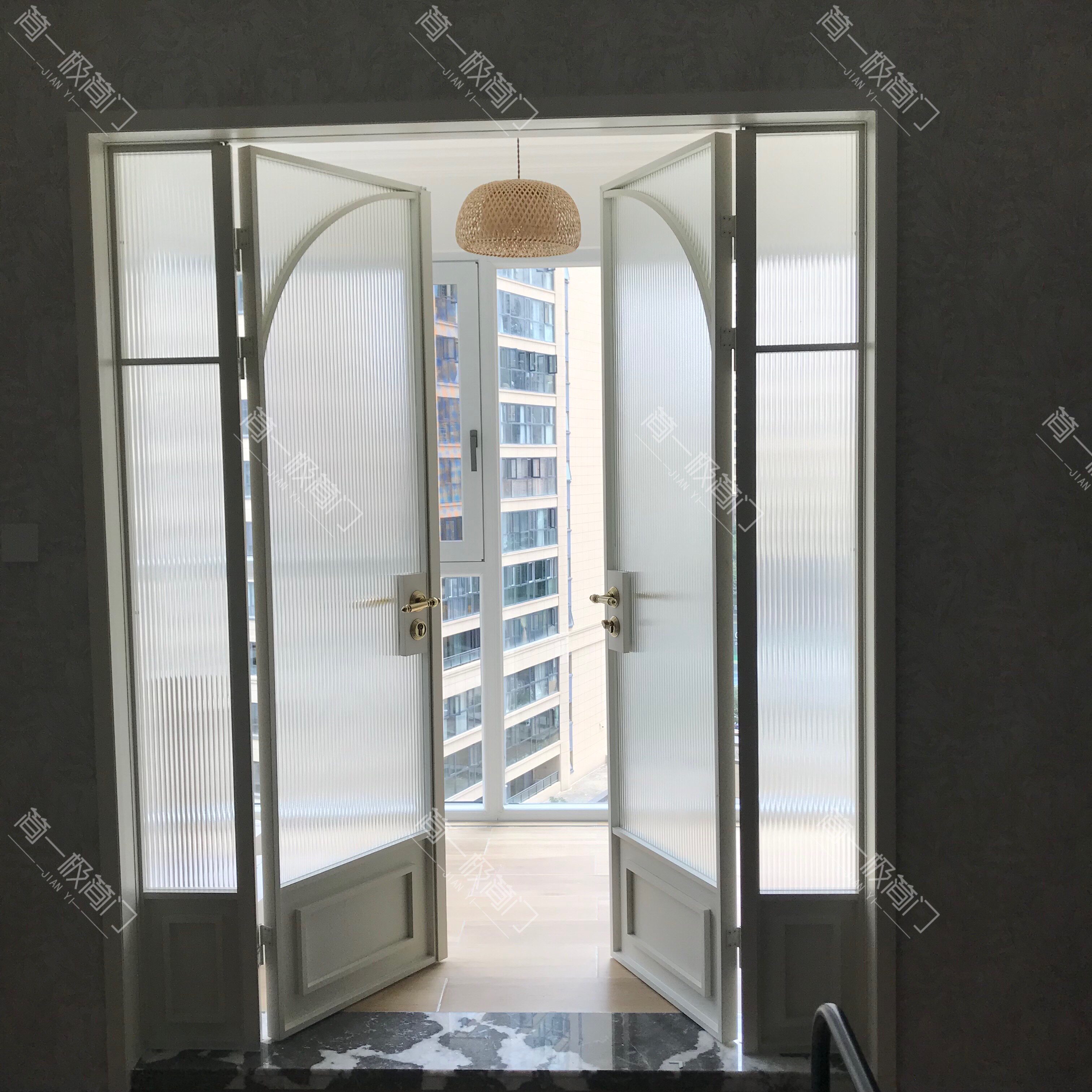 简一极简玻璃门法式复古对开门阳台玻璃门厨房门长虹玻璃门