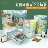 卡通开窗自立袋零食雪花酥饼干糖果包装 可爱小礼物自封袋礼品袋子