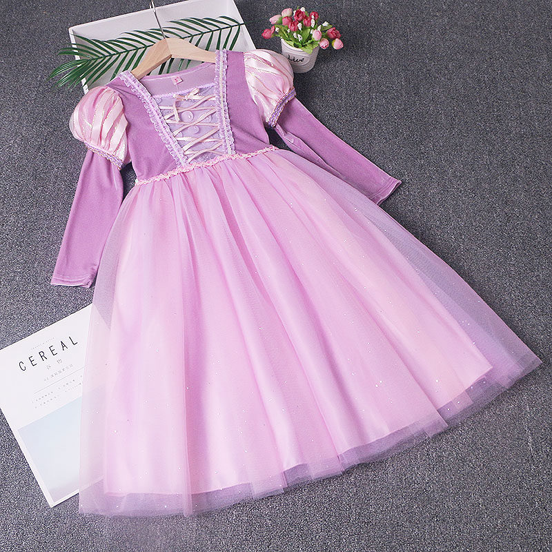 女童蓬蓬纱儿童秋冬生日礼服苏菲亚长发公主裙宝宝连衣长裙子秋季