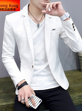 休闲西装男春秋季2025新款棉麻高级感单西高端白色小西服男士外套