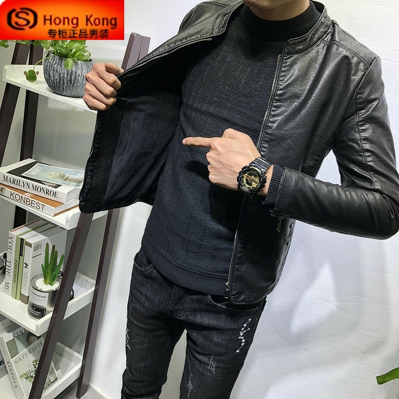 真皮皮衣男春秋季2026新款绵羊皮修身高端机车皮夹克立领男士外套