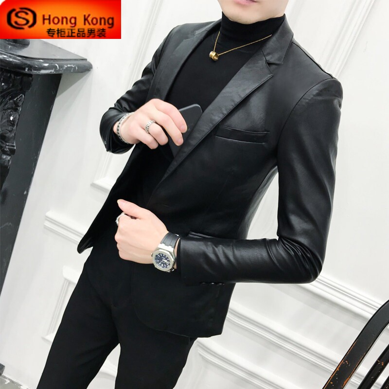 真皮皮衣男2026新款春秋季羊皮机车帅气高端西装领男士皮夹克外套