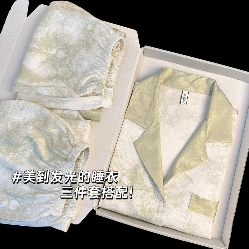 真丝睡衣女春秋夏季短袖礼盒装