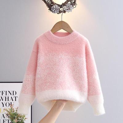 女童加绒毛衣冬季大童洋气打底衫