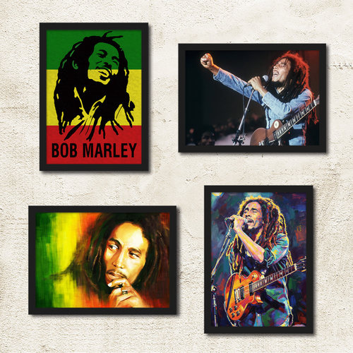 BobMarley摇滚带框海报装饰画