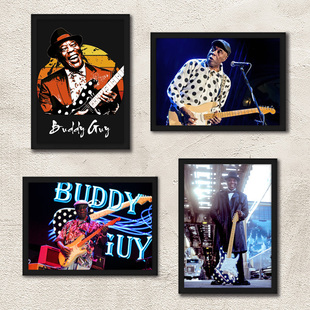 布鲁斯吉他大师Buddy Guy海报挂画巴迪盖伊吉他手带框酒吧装饰画